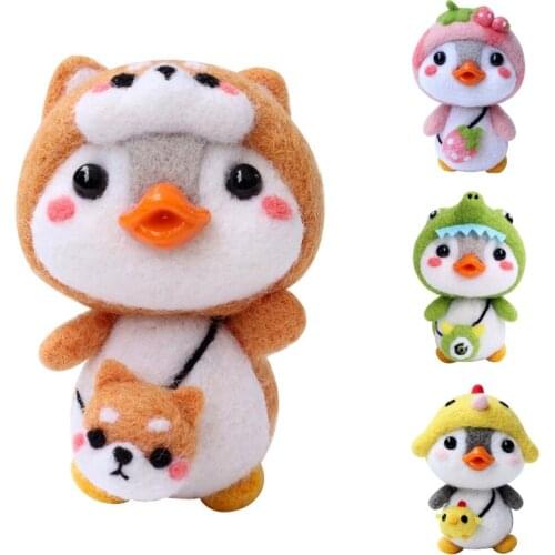 Handmade DIY Penguin Toy Doll Wool Felt Kit Craft Poked Kitting Non-Finished DIY Wool Felting Needle Package