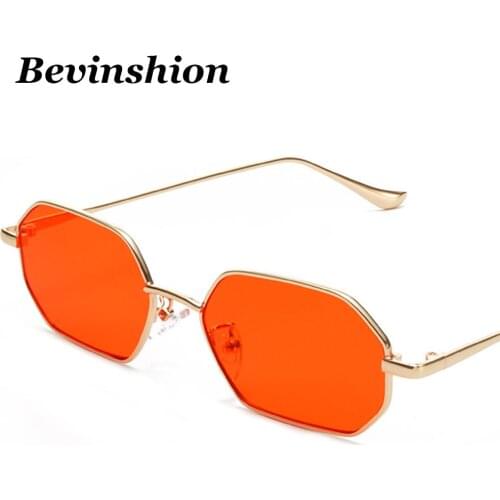 Brand Metal Polygon Sunglasses Women Harajuku Style Square Sunglasses Men HD Red Yellow Lens Designer Sun Glasses Female Vintage