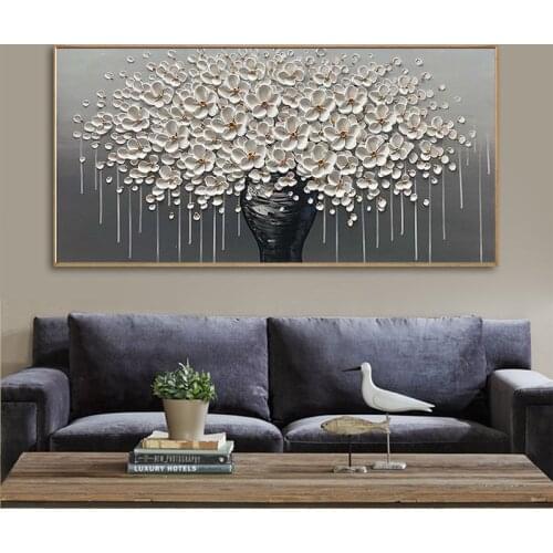 Modern Nordic Abstract Style HD Poster Oil Painting Big Money Tree Flower Living Room Bedroom Home Wall Decoration Art Gift