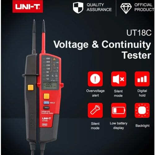 UT18C Voltage and Continuity Tester IP65 Waterproof Electric Pen/Pencil RCD Test/Polarity Detection AC DC Voltage Meters