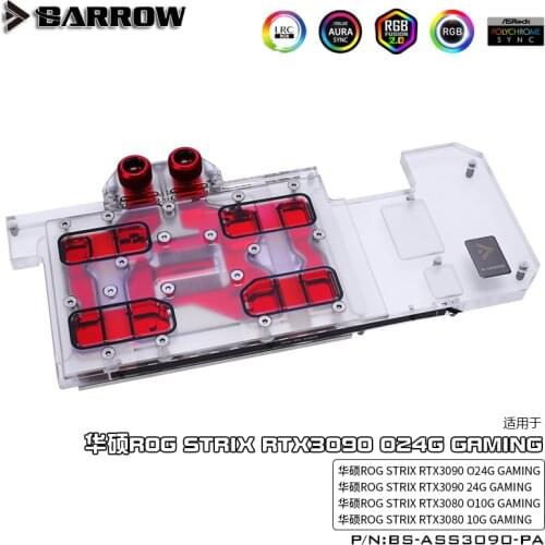 GPU Barrow Water Block for ASUS ROG STRIX RTX 3090/3080 O24G / 10G game 5V light, BS-ASS3090-PA