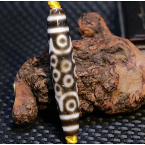 Royal Magic Power Tibetan Old Agate 21 eye happy life Symbol dZi Bead 76mm Long Pendant Amulet FR AJK Timestown