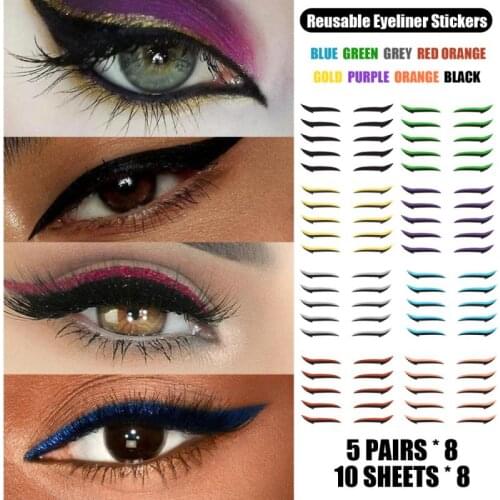 10pcs Lazy Useful Reusable Eyeliner Stickers Eyelid Line Stick Eye Makeup Cat Makeup Double Eyelid Sticker Eyeliner Sticker