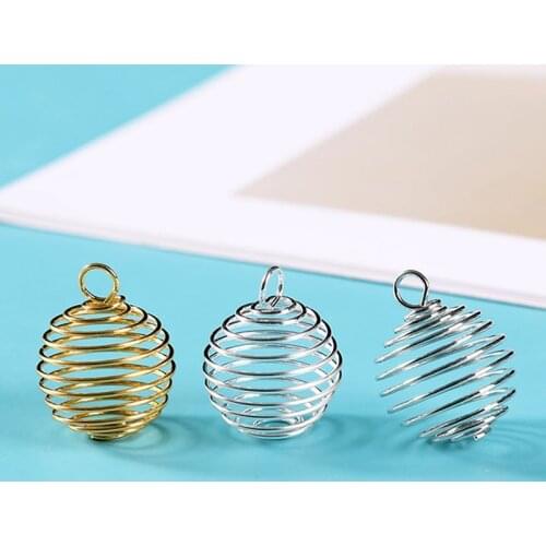 10Pcs/set Gold Silver Color And 4 Sizes Spiral Bead Cages Pendants For Diy Crystals Stones Jewelry Making Craft Supply