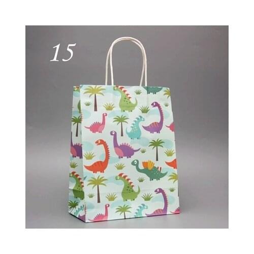 10 X Cartoon Paper Gift Bag Dinosaur Tote bag Kids Birthday Gift Bag Party Decor Supply
