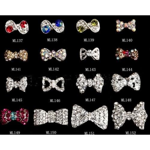 2018 Hot selling style 10pcs Nail rhinestone bowknot Alloy nail accessories Imbue Diamond nail jewelry crystal nail art