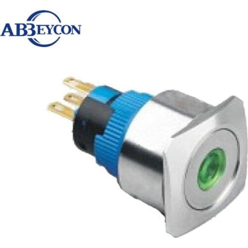22324F 12V Dot led stainless steel 250V switch 22mm flat and square head momentary electrical push button switch