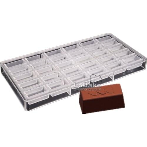 30 cavities rectangle ladder cube with heart polycarbonate PC chocolate mold ice cube mould candy making molding tools DIY bake
