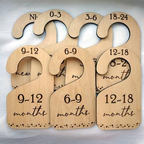 7PCS Baby Closet Dividers Wardrobe Labels for Infant Clothing Baby Shower Gift Wooden Nursery Decor Signs Organization