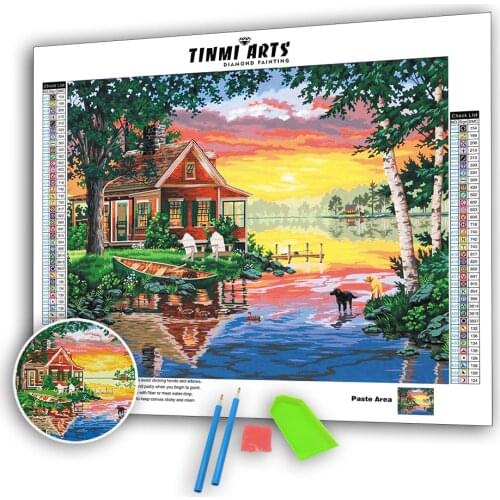 5D DIY Diamond Painting Full Round Drill Animals House Mosaic Landscape Vevet Canvas Kit Embroidery Wall Sticker Decoration Home