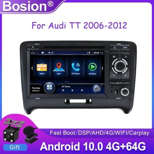 Bosion Android 10 Car DVD Radio Multimedia Player For Audi TT MK2 8J 2006-2012 Auto 2 Din 4+64G IPS DSP CarPlay GPS Navigation