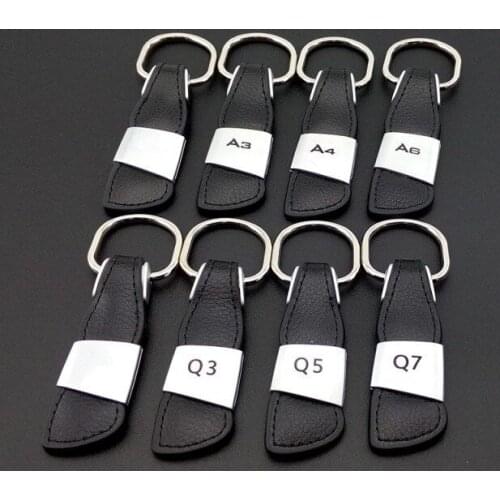 Car Emblem Badge Genuine Leather Key Chain Ring for Audi A1 A3 A4 A5 A6 A7 A8 TT Q2 Q3 Q5 Q7 Q8 Sline Keychain Accessories