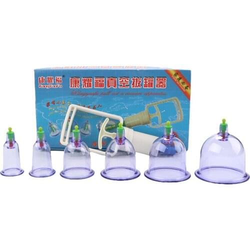 6Pcs Cans Cups Chinese Vacuum Cupping Kit Pull Out Vacuum Apparatus Therapy Relax Massagers Suction Pumps Health Care Tools