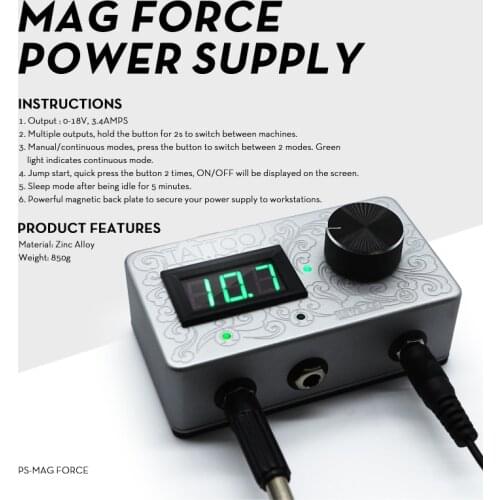 Engraving Design 3.4 Amp Mag Force Digital Tattoo Power Supply