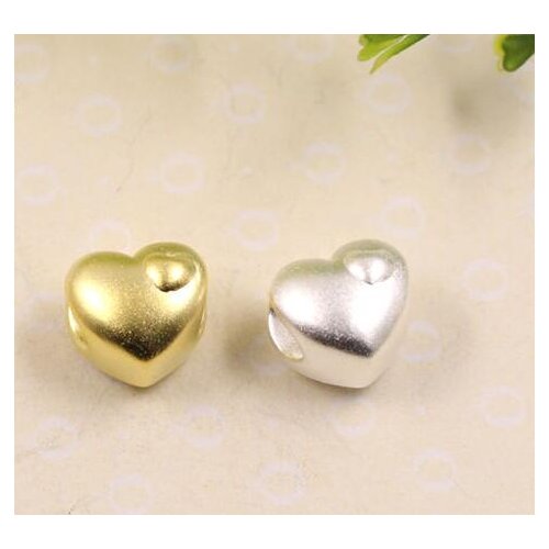 3D 100% 999 Silver Beads Pure Silver Heart-shape Beads Real Silver Heart love Beads DIY Bracelet Beads