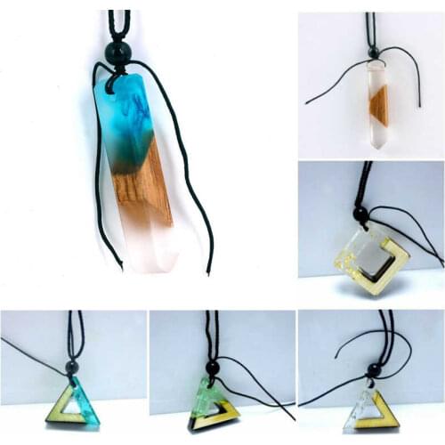 Sweater Chain Vintage Retro Ethnic Unisex Stylish Durable Refined Clear Resin Wood Necklace Pendant Choker