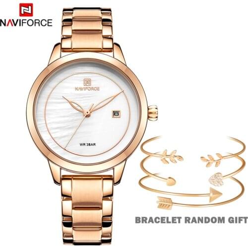 NAVIFORCE Luxury Rose Gold Watches For Women Top Brand Fashion Ladies Quartz Wristwatch Girls Elegant Bracelet Waterproof Clock