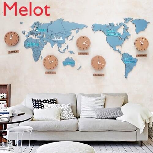 World Map Clock Wall Clock Living Room Creative Personalized Fashion Office Oversized Background Wall Decoration Wall Clock