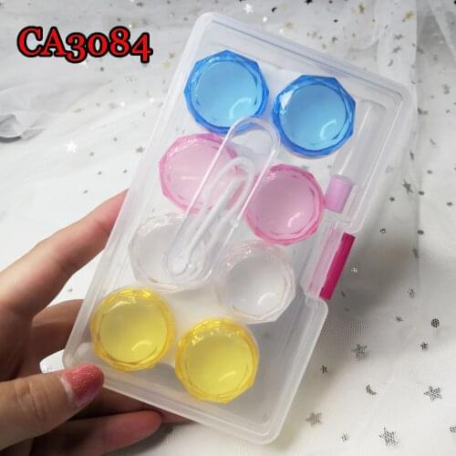 Contact Lens Case 4 Pairs Crystal Lenses Box Travel Kits for Contact Lenses Contacts Water Container CA3084