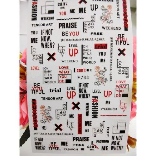 Black Red Letters 3D Nail Stickers Art Adhesive Snake Rose Flowers Nails Decoraciones Foil Decals Designer Manicure Accessories