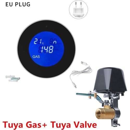 Tuya Wifi Smart Natural Gas Alarm Sensor With Temperature Function Combustible Gas Leak Detector LCD Display for Smart Life App