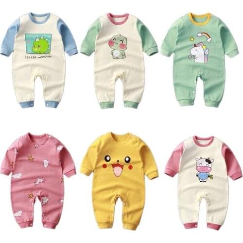 Baby Boys Girls One-piece Rompers Cotton Newborn Infant Long Sleeve Jumpsuit Cartoon Printed Toddler Climbing Clothes Outfits