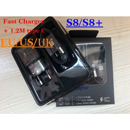 100set 9V-1.67A 5V 2A Fast Charging US/EU/UK plug Travel adapter Wall Fast Charger +1.2M Type C Usb Data Cable For Samsung S8 S9