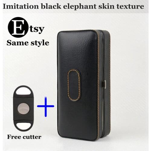 COHIBA Travel Cigar Case Cedar Wood Lined Leather Cigar Humidor Box Cigar Holder Mini Humidor with Cigar Cutter