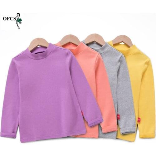 Hot!Cotton Kids T-shirts Boys Girls Cute Solid Long Sleeve Tees Tops Autumn Fashion Sweatshirts For Children Tee Shirts Retail