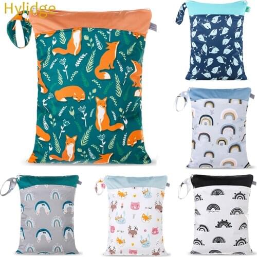 Hylidge Cartoon Printed Baby Diaper Bag for Mom Wet Bag Travel Waterproof PUL Organizer Bag Stroller Wetbag Reusable Baby Bag