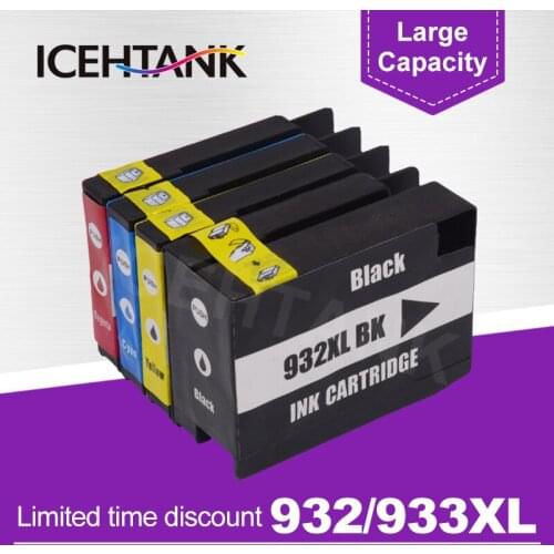 ICEHTANK Compatible For HP 932 933 XL Ink Cartridge For HP932 for HP933 Officejet 6100 6600 6700 7110 7610 7612 7510 Printer