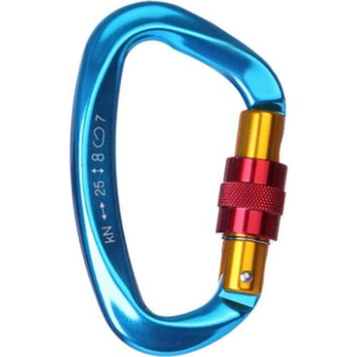 1pc Outdoor Climbing Aluminium Alloy D Shape Buckle Carabiner 25K Lock Survial Key Chain Climb Hook Clip Backpack Keychain