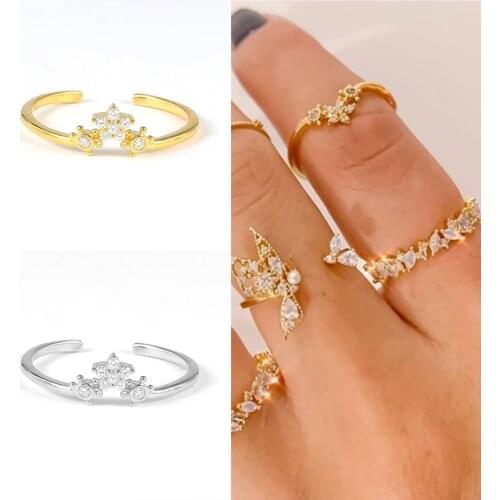 AIDE Aneis Rings For Women Girls Star Petal 925 Silver Ring 2021 Trend Anillos Mujer Fine Jewelry Paired Rings Bulk Minimalist