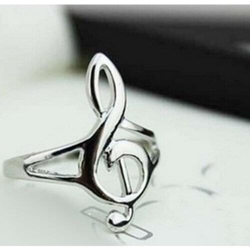 JETTING Latest Cartoon Surrounding Sound Rings Non-mainstream Music Notation Retro Note Fashion Silver Color Treble Clef Ring