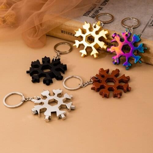18 IN 1 Snowflake Multi Portable Tool Keyring Key Rng Spanner Hex Wrench Multifunction Multipurpose Camp Survive Outdoor Hike