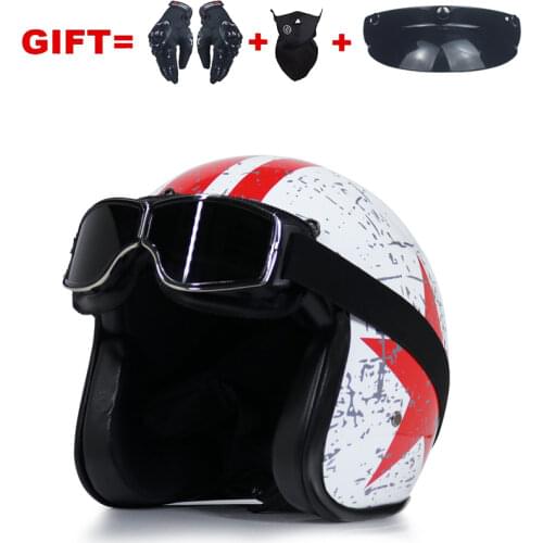 Motorcycle Helmet Open Face Vintage Retro Motorbike Classic Cafe Racer Cascos Cross Jet Pilot Casque Vespa ATV Capacete De Moto
