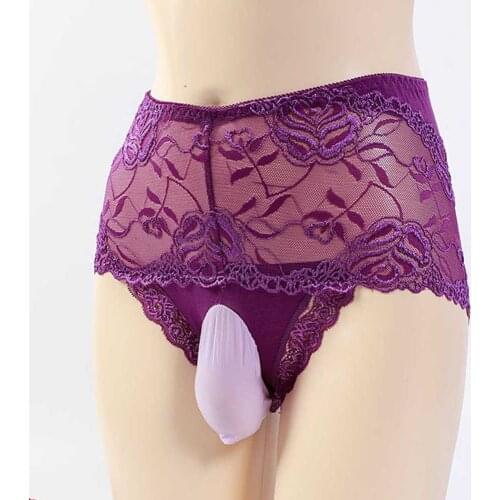 2021 Summer Sexy Pouch Panties Mens Lace Bikini Briefs G-String Thong Mens Underwear Gay Knickers Sleeve Breathable Underpants