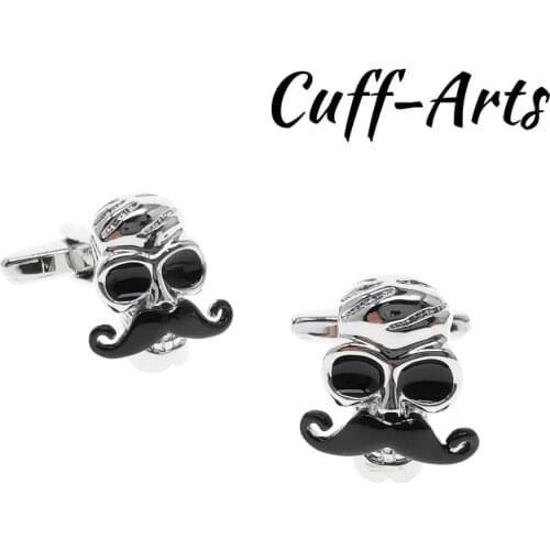 Mens Cufflinks Skull with Moustache Cufflinks Gifts for Men Gemelos Les Boutons De Manchette by Cuffarts C10619