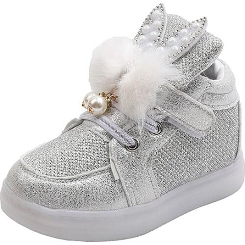 2021 New Autumn Childrens Shoes LED Lights Girls Luminous Shoes Colorful Diamond Shoes Cartoon Baby Shoes Cute Non-slip Fashion