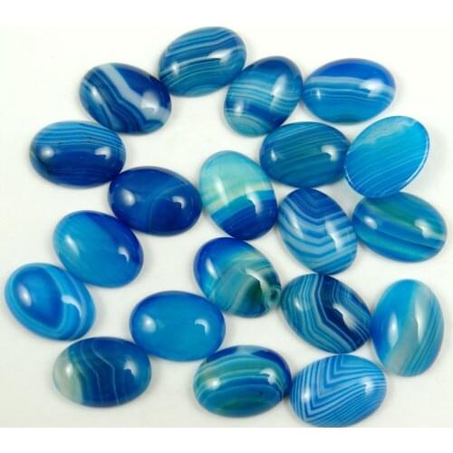 Natural Stone blue Striped Onyx Oval Shape Cabochons CAB 13*18MM Good Quality Beads Jewelry Making Ring Earring accessories 24PC