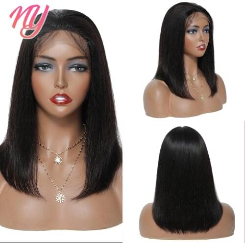 8 inches Black Bob wigs Straight 13x4 Lace Frontal wigs Preplucked wig 100% Human hair wigs with Baby hair Beginner Friendly