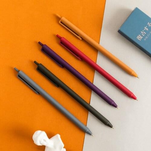 Simple retro color quick-drying hand account pen learning office key mark 0.5mm color press gel pen kawaii school supplies
