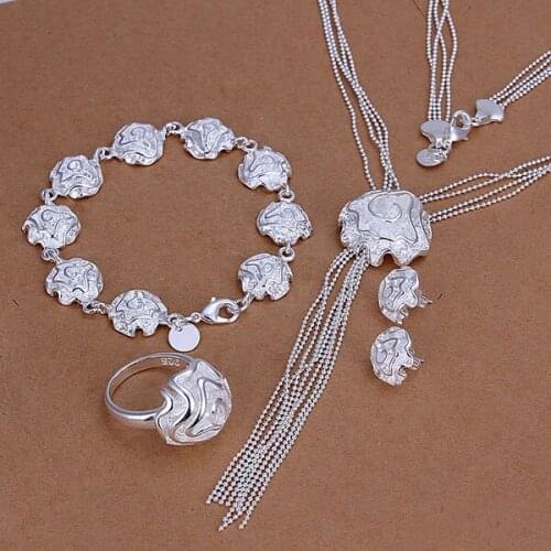 S326 Wholesale, jewelry set, fashion jewelry set Rose Ring Stud Earrings Bracelet Necklace Jewelry Set