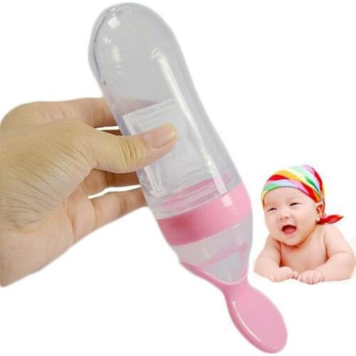 Newborn baby feeder training silicone bottle with spoon for kids,extrusion paste food Feeding Utensils alimentacao bebes B0067
