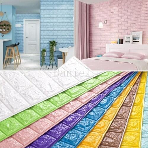 Home Decoration 3d Solid Color Wall Sticker Masonry Wallpaper Country Effect Self-adhesive Bathroom Kitchen