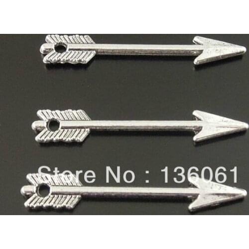 Vintage Silver 20PCS Alloy Love Arrow 3D Charms Pendant For Bracelet Necklace Jewelry Making Beads Brand DIY Accessories Z1301