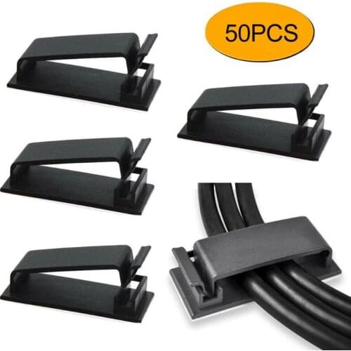 Cable Management Clips 50Pcs Wall Fasteners Wire Organiser Self Adhesive Fixed Cable Management Clip