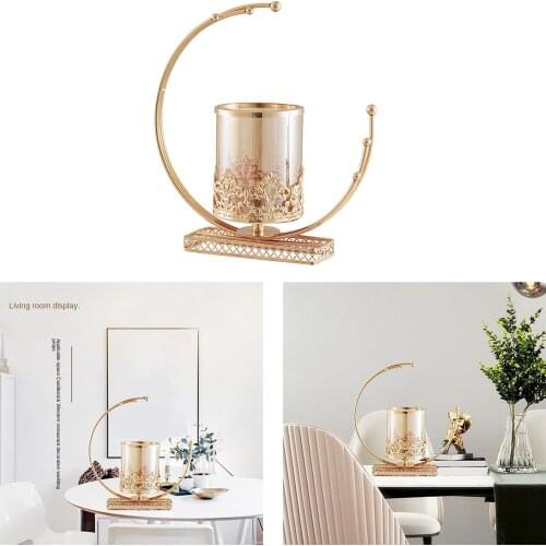1PC Romantic Candlestick Holder Golden Candle Rack Centerpiece Crafts Home Office Hotel Pub Club Decoration Ornament
