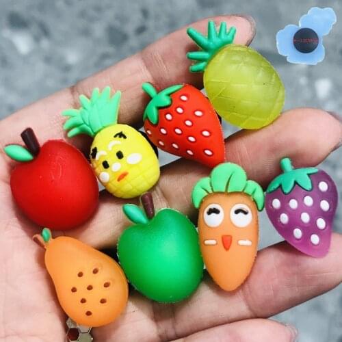 1Pcs 3D Silicone Fruits Shoe Charms Shoe Accessories Decoration Diy Wristbands Backpack Shoes Kids X-MAS Party Gift Croc Jibz