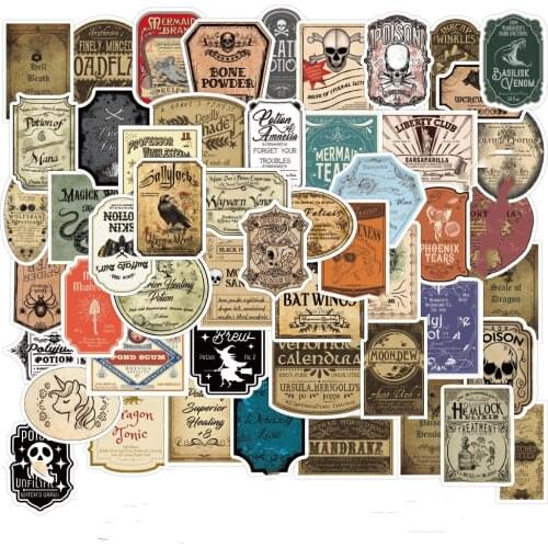 10/50pcs Potion Label Cartoon Stickers Vsco Vinyl Stickers for Water Bottles Waterproof Stickers for Kids Girls